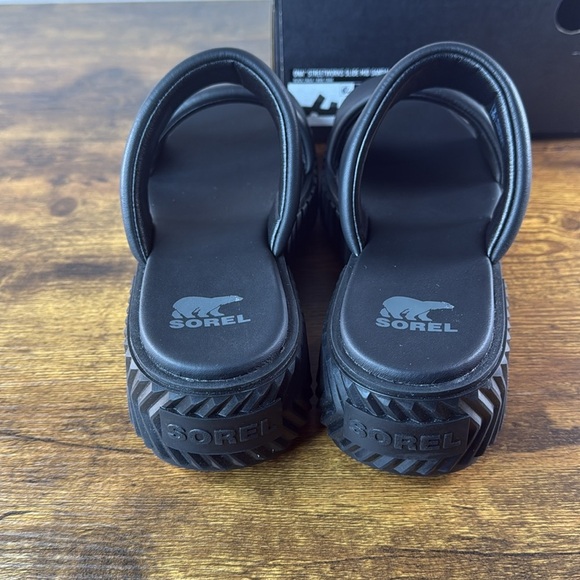 Sorel Black Leather Streetwear Slide Sandals - Picture 5 of 10